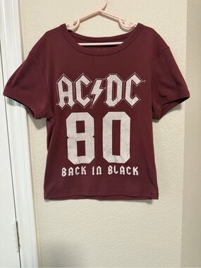 AC/DC Burgundy Graphic Tee with White Front Print